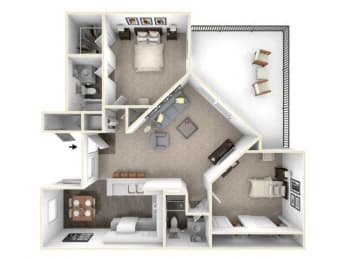 2 bed 2 bath floor plan B2