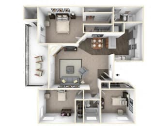 3 bed 2 bath floor plan C1