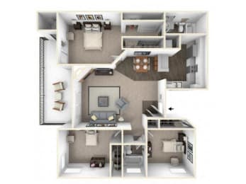 3 bed 2 bath floor plan C1 RENOVATED
