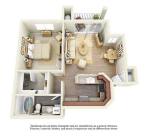 1 BED 1 BATH - A3R floorplan