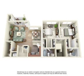 2 BED 2 BATH - B2 floorplan