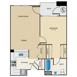 1 bed 1 bath A floorplan