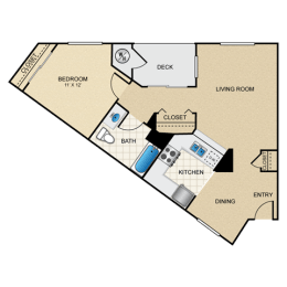 1 bed 1 bath B floorplan
