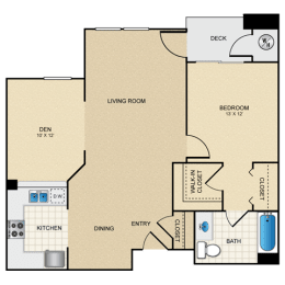 1 bed 1 bath C floorplan