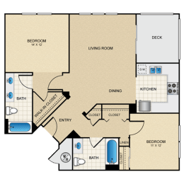 2 bed 2 bath A floorplan