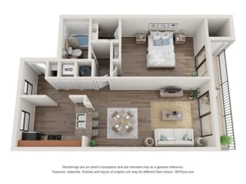  Floor Plan 1 Bed 1 Bath