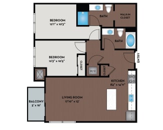 a floor plan of a home with a bedroom and a living room
