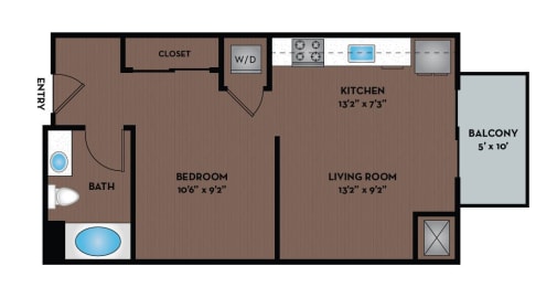 a floor plan of a small apartment with a bedroom and a living room