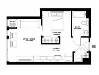 S2I, 1 br / 1 ba