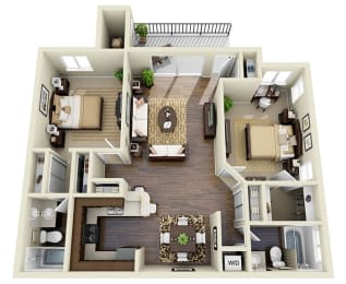 Napa Valley Espresso A1 2 Bed 2 Bath 923 SQ.FT. floor plan