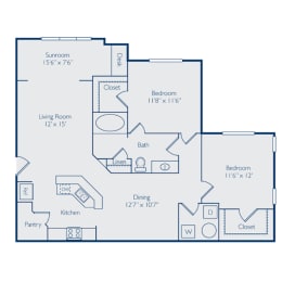  Floor Plan Two Bedroom w Sunroom