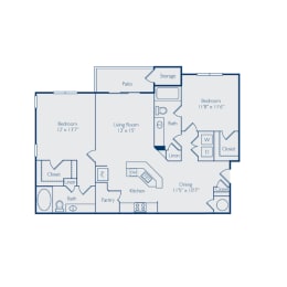  Floor Plan Two Bedroom Two Bath
