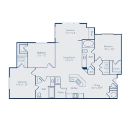  Floor Plan Three Bedroom w Sunroom
