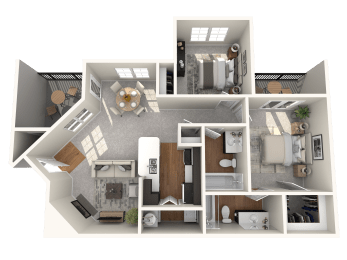 a 3d floor plan of a 2100 sq ft house