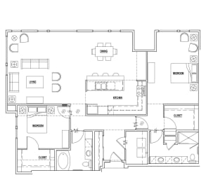  Floor Plan 2_2 Bedroom K
