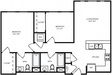 Floor Plan  2A	2 / 2 floorplan
