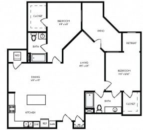 Floor Plan  2C	2 / 2 floorplan