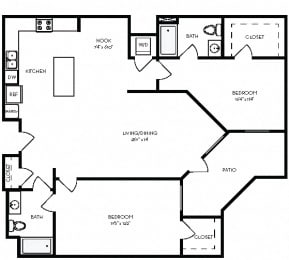 Floor Plan  2E	2 / 2 floorplan