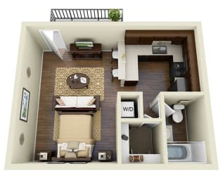 Yosemite Latte, Studio 1 Bath 458 SQ.FT. floor plan