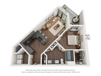 The Clover 1 Bedroom Laurel