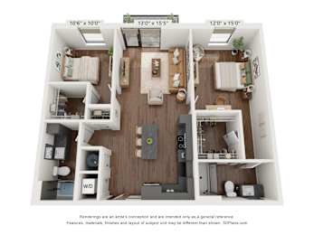 The Clover 2 Bedroom Poppy