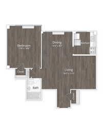 1 Bed 1 Bath Floor Plan at 1500 Arlington, Virginia