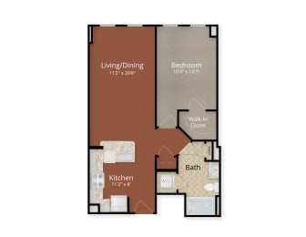 One Bedroom One Bathroom Floor Plan at Park Place at Petworth, Washington, DC 20011