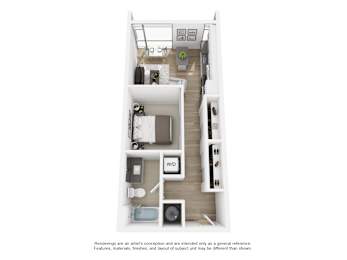 a floor plan of a 1 bedroom apartment