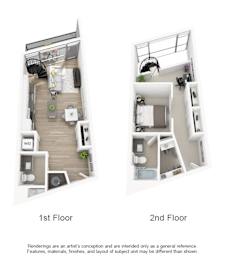 a floor plan of a 1st and 2nd floor apartment