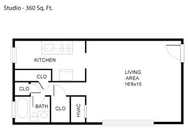 the floor plan of the studio 2030 sq ft apt