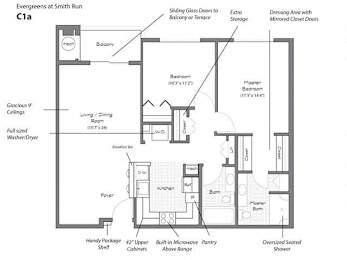 2 bed 2 bath C1a Floor Plan at Evergreens at Smith Run, Fredericksburg