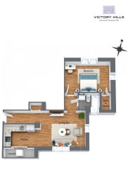  Floor Plan 1 BR - E