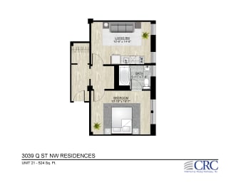  Floor Plan 1 BR | F
