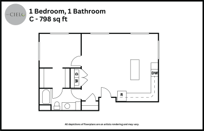 Floor Plan  the floor plan of 1 bedroom 1 bathroom c 279 sq ft