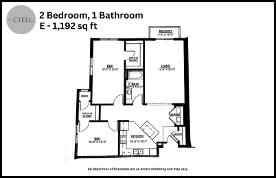Floor Plan  the floor plan of 2 bedroom 1 bathroom apt