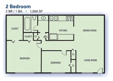 Floor Plan  Two Bedroom/One Bathroom