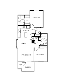 Two bedroom 2 bath floorplan with balcony at Harper Ridge Apartments, Meridian