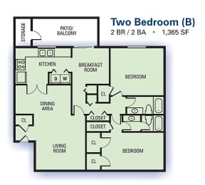 Aspen Pointe - Two Bedroom B Floor Plan