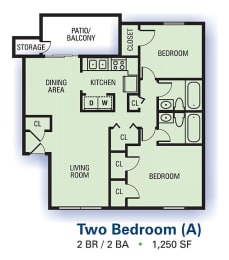 Aspen Pointe - Two Bedroom A Floor Plan
