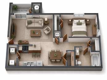 A top-down view of a house layout with labeled rooms.