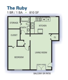 Floor Plan  Emerald Pointe 1 Bed | 1 Bath