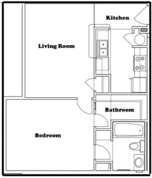 Floor Plan  a floor plan of a small house with a living room and a kitchen