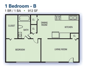 Floor Plan  One Bedroom/One Bathroom