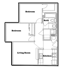 Floor Plan  a floor plan of a house with bedrooms and a living room