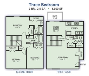 Floor Plan  Maplewood Pointe Three Bedroom