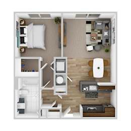 A floor plan of a 700 square foot apartment.