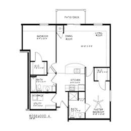 Rosewood a two bedroom floor plan layout at The Estates at Arbor Oaks Apartments, Andover