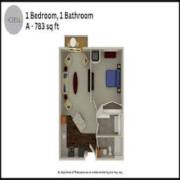 A Floor Plan at The Cielo Apartments, Fridley, MN