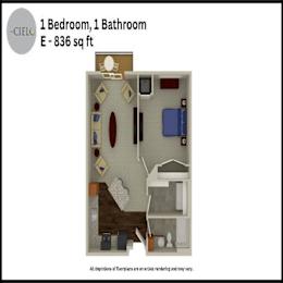E Floor Plan at The Cielo Apartments, Fridley, 55432