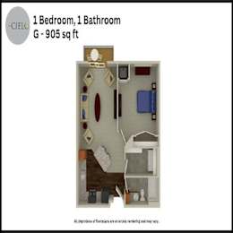G Floor Plan at The Cielo Apartments, Fridley, Minnesota